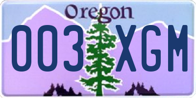 OR license plate 003XGM