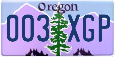 OR license plate 003XGP