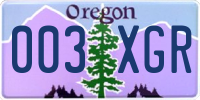 OR license plate 003XGR