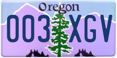 OR license plate 003XGV