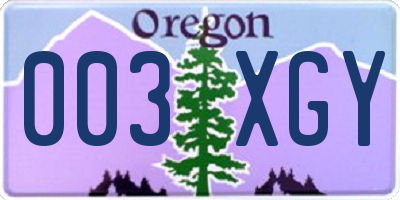 OR license plate 003XGY