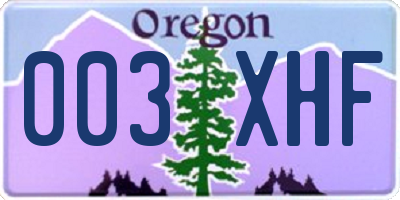 OR license plate 003XHF