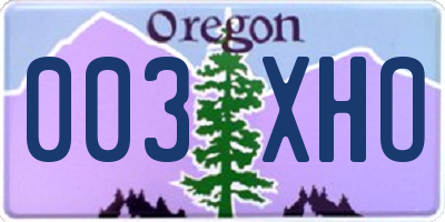 OR license plate 003XHO