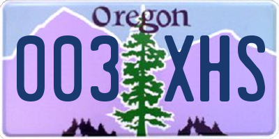 OR license plate 003XHS