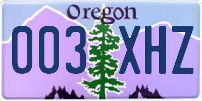 OR license plate 003XHZ