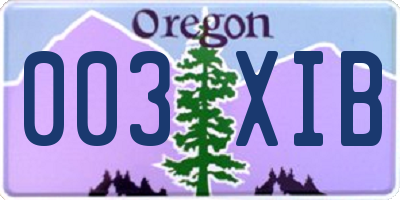 OR license plate 003XIB