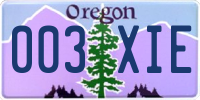 OR license plate 003XIE
