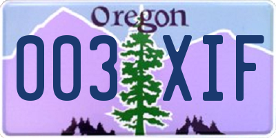 OR license plate 003XIF