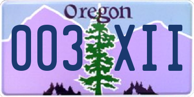 OR license plate 003XII