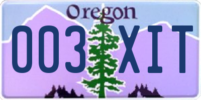 OR license plate 003XIT