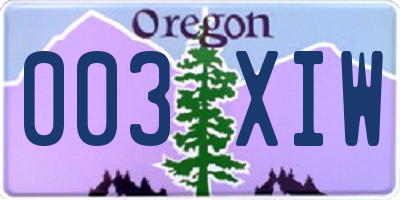 OR license plate 003XIW