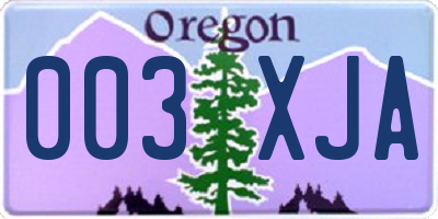 OR license plate 003XJA