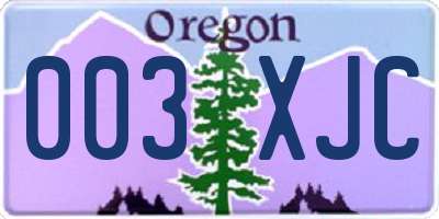 OR license plate 003XJC