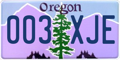 OR license plate 003XJE