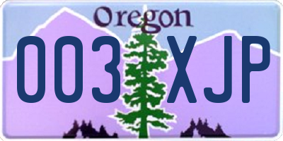 OR license plate 003XJP