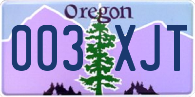 OR license plate 003XJT