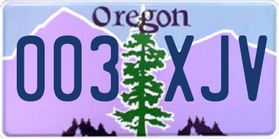 OR license plate 003XJV