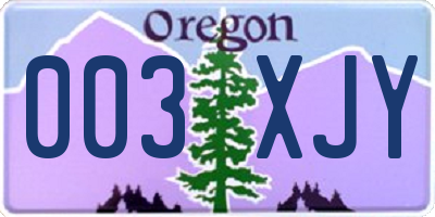 OR license plate 003XJY