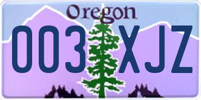 OR license plate 003XJZ