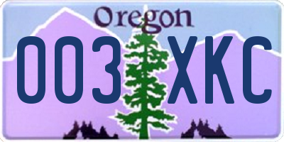 OR license plate 003XKC