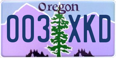 OR license plate 003XKD