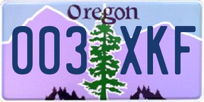 OR license plate 003XKF