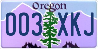 OR license plate 003XKJ