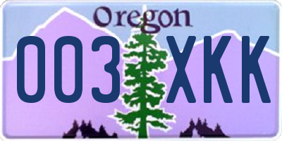 OR license plate 003XKK