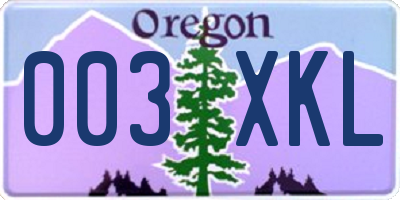 OR license plate 003XKL