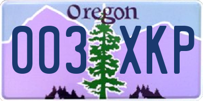 OR license plate 003XKP