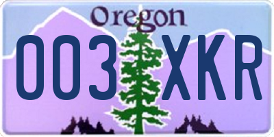 OR license plate 003XKR