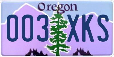OR license plate 003XKS