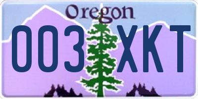 OR license plate 003XKT