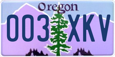 OR license plate 003XKV
