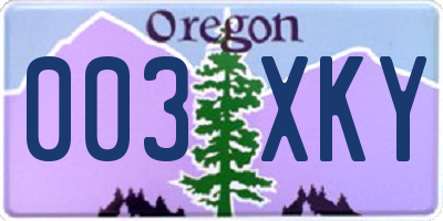 OR license plate 003XKY
