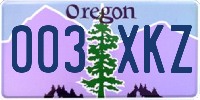 OR license plate 003XKZ