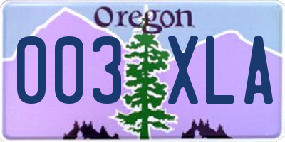 OR license plate 003XLA
