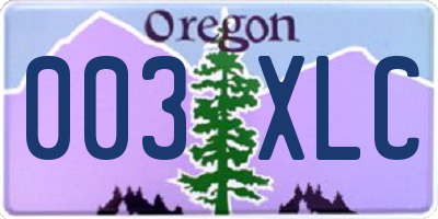 OR license plate 003XLC