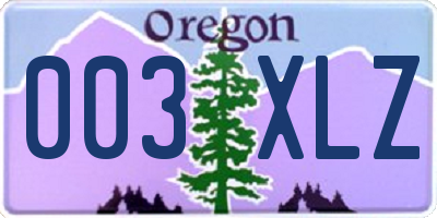 OR license plate 003XLZ