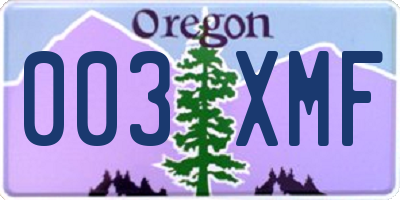 OR license plate 003XMF