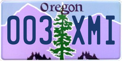 OR license plate 003XMI