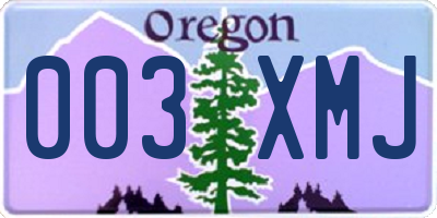 OR license plate 003XMJ