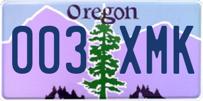OR license plate 003XMK