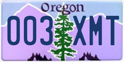 OR license plate 003XMT