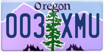 OR license plate 003XMU