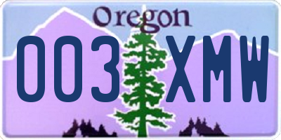 OR license plate 003XMW
