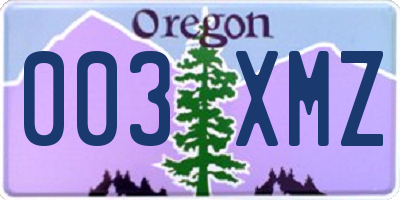OR license plate 003XMZ