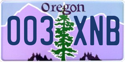 OR license plate 003XNB