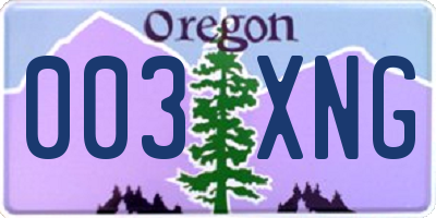 OR license plate 003XNG