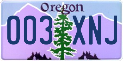 OR license plate 003XNJ